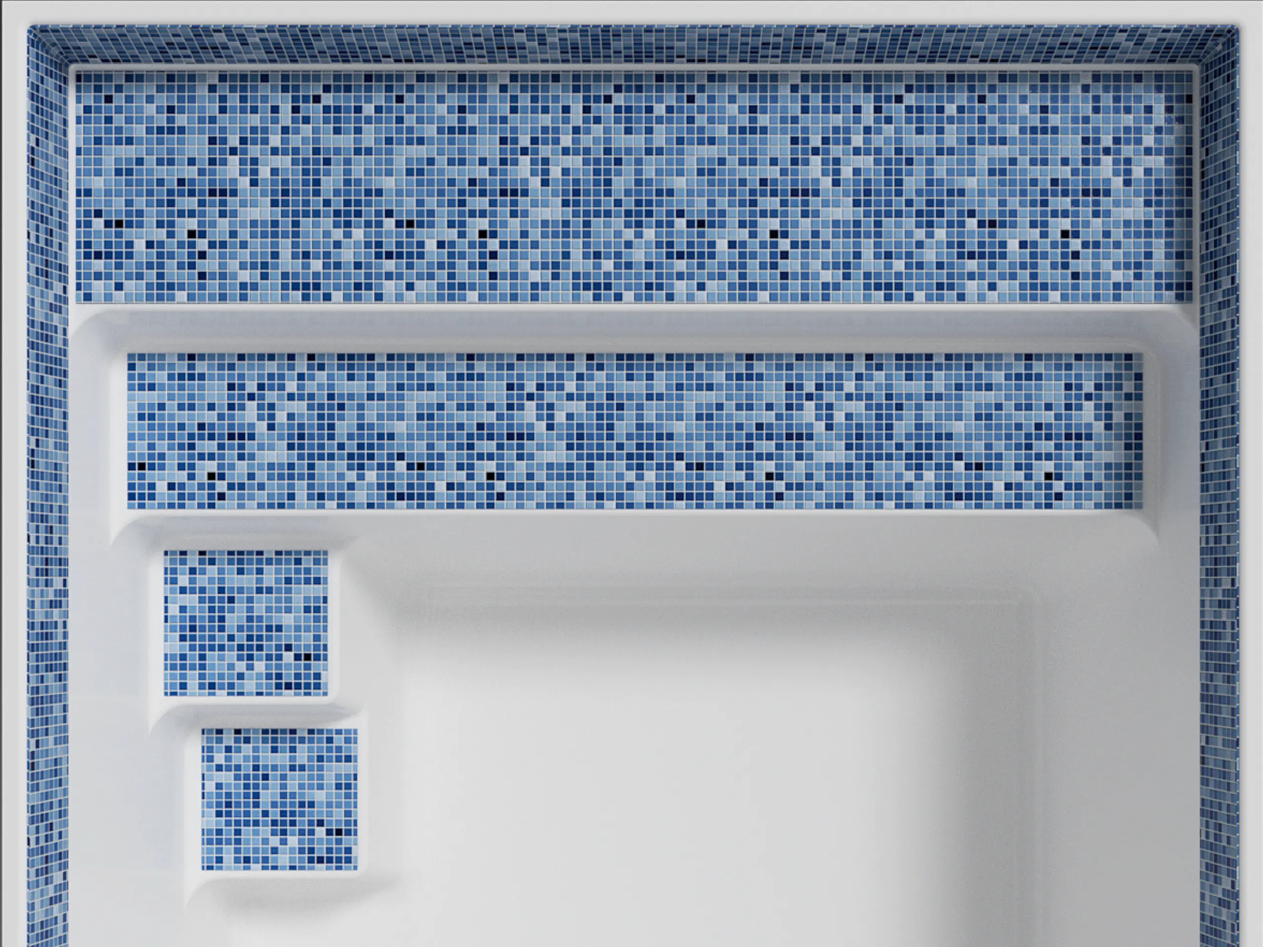 Sitzfläche, Treppe und Bordüre mit Glasmosaik